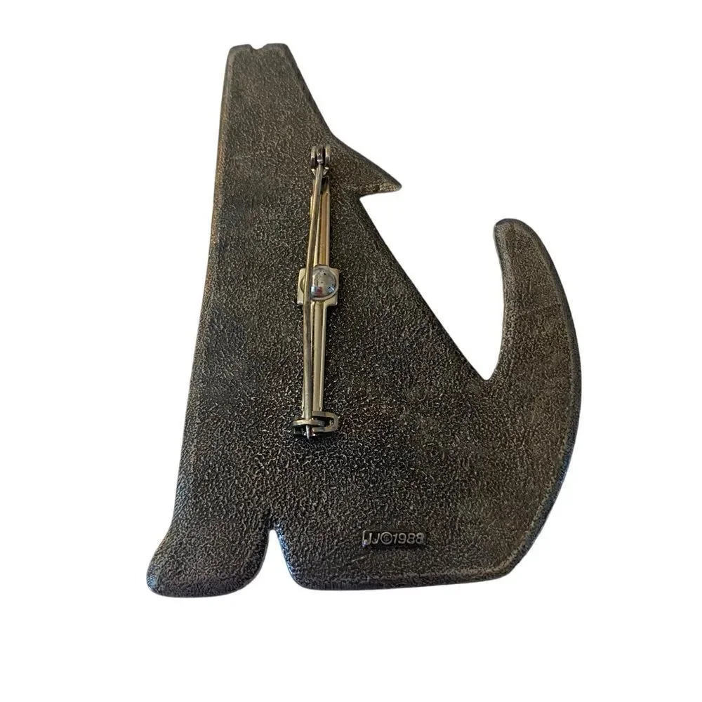 JJ 1988 Vintage Pewter Large Collectible Brooch/Pin.